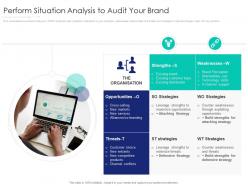 Perform situation analysis to audit your brand internet marketing strategy and implementation ppt summary