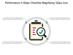 Performance 4 steps checklist magnifying glass icon