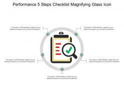 Performance 5 steps checklist magnifying glass icon