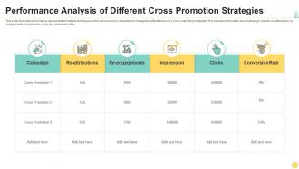 Performance analysis of different cross promotion strategies