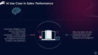 Performance As A Use Case Of AI In Sales Training Ppt Idea Adaptable