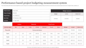 Performance Based Project Budgeting Measurement System