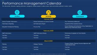 Performance calendar framework for employee performance management