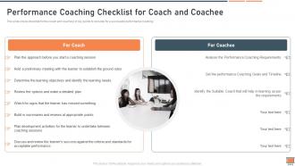 Performance coaching improvement plan and major strategies performance coaching checklist