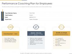 Performance coaching plan for employees performance coaching to improve