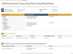 Performance Coaching Planning Worksheet Performance Coaching To Improve