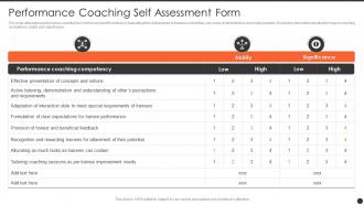 Performance Coaching Self Assessment Form