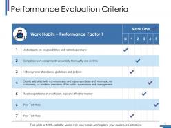 Performance evaluation criteria ppt portfolio backgrounds