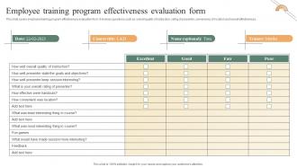 Performance Improvement Methods Employee Training Program Effectiveness Evaluation