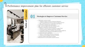 Performance Improvement Plan For Efficient Customer Service Table Of Contents
