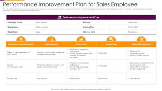 Performance Improvement Plan For Sales Employee