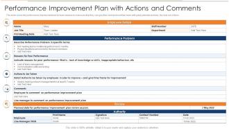 Performance Improvement Plan With Actions And Comments