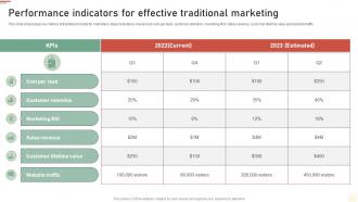 Performance Indicators For Effective Traditional Marketing Approaches Of Traditional Media