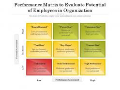 Performance matrix to evaluate potential of employees in organization