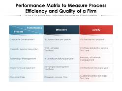 Performance Matrix To Measure Process Efficiency And Quality Of A Firm