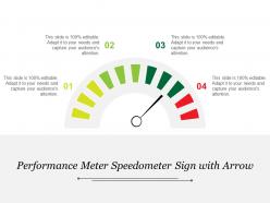 Performance meter speedometer sign with arrow