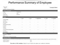 Performance summary of employee presentation examples
