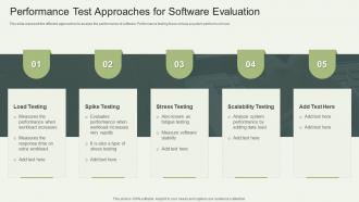 Performance Test Approaches For Software Evaluation