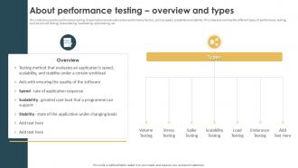 Performance Testing Strategies To Boost About Performance Testing Overview And Types