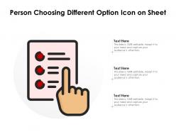 Person choosing different option icon on sheet