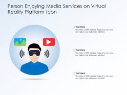 Person enjoying media services on virtual reality platform icon