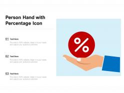 Person hand with percentage icon