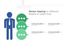Person hearing to different people in listen icon