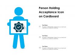 Person holding acceptance icon on cardboard