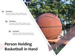 Person holding basketball in hand
