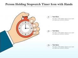 Person holding stopwatch timer icon with hands
