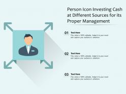 Person icon investing cash at different sources for its proper management