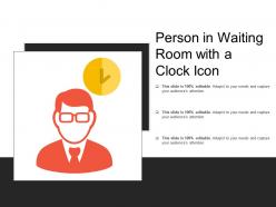 Person in waiting room with a clock icon
