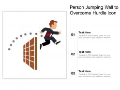 Person jumping wall to overcome hurdle icon
