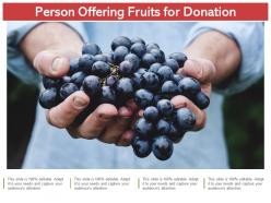 Person offering fruits for donation