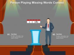 Person playing missing words contest
