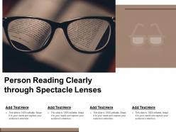 Person reading clearly through spectacle lenses