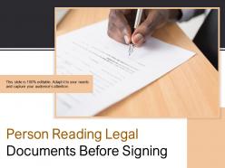 Person reading legal documents before signing