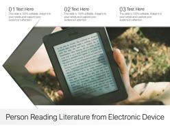 Person reading literature from electronic device