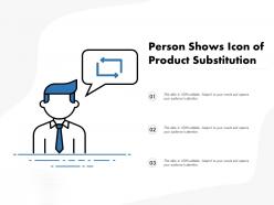 Person shows icon of product substitution