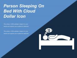 Person sleeping on bed with cloud dollar icon