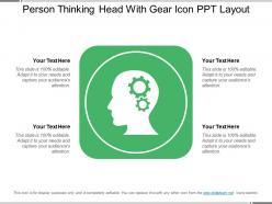 Person thinking head with gear icon ppt layout