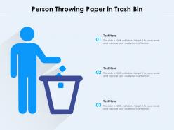 Person Throwing Paper In Trash Bin