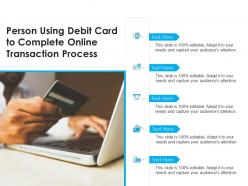 Person Using Debit Card To Complete Online Transaction Process