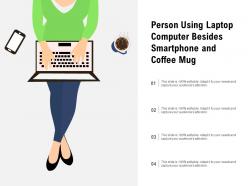 Person using laptop computer besides smartphone and coffee mug