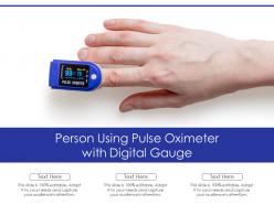 Person using pulse oximeter with digital gauge