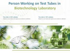 Person working on test tubes in biotechnology laboratory