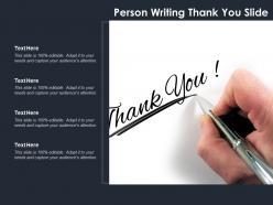 Person writing thank you slide