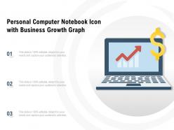 Personal computer notebook icon with business growth graph