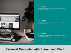 Personal computer with screen and plant
