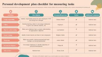 Personal Development Plan Checklist For Measuring Tasks